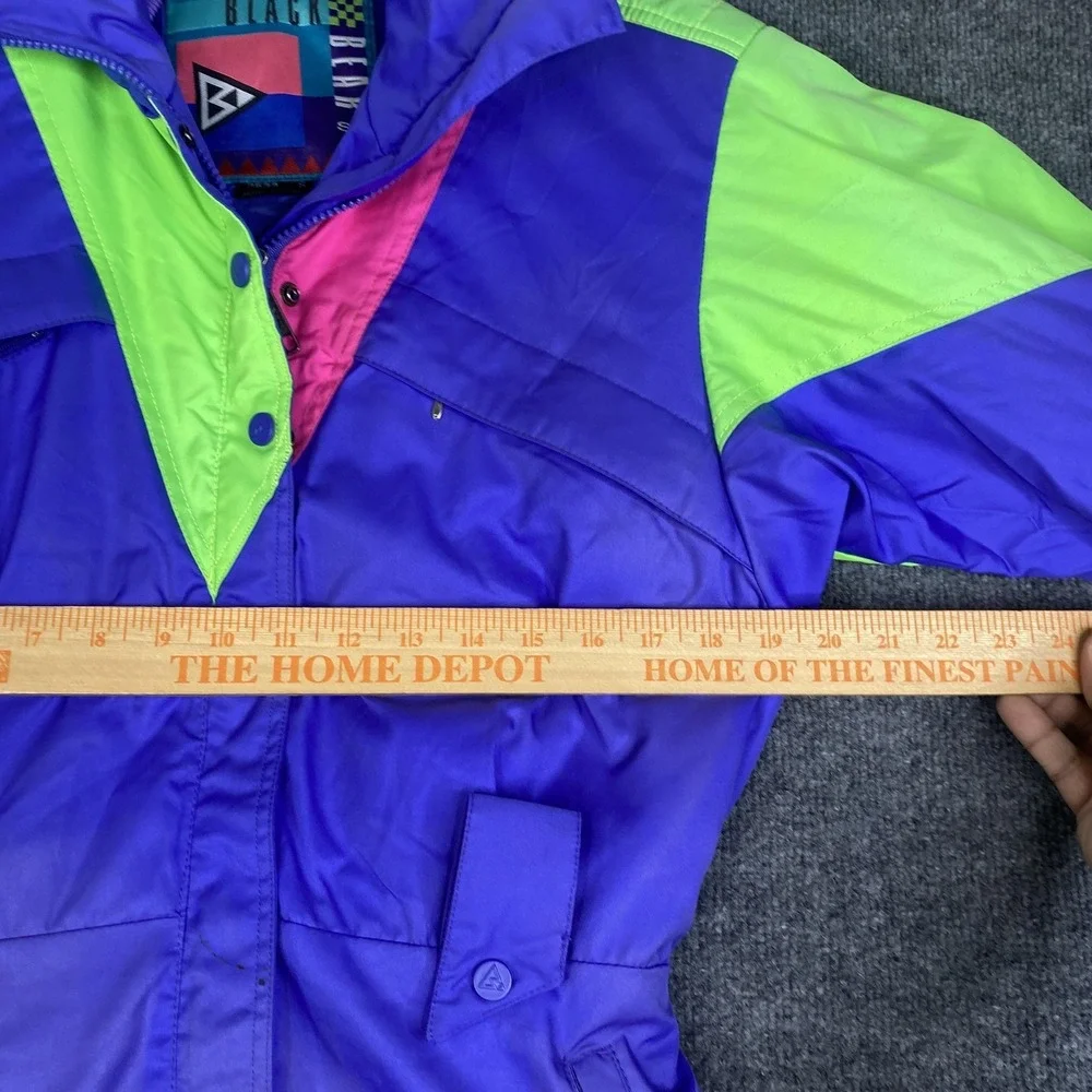 Vintage Black Bear Ski Jumpsuit Womens Small Purple Neon Colorblock RECCO 80s - Picture 6 of 13